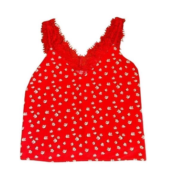 Heartloom Women's Red Floral Lace Zurie Tank Top- Size Medium - Picture 4 of 6